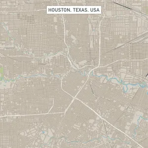 Geological Map Prints: Houston Texas US City Street Map Vector Print 1:60,000 Scale