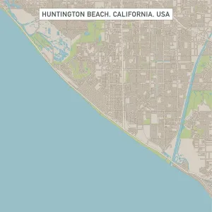 Geological Map Prints: Huntington Beach California US City Street Map Vector Print