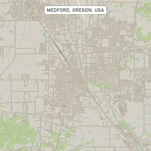 Geological Map Prints: Medford, Oregon City Street Map Print (1:60,000)