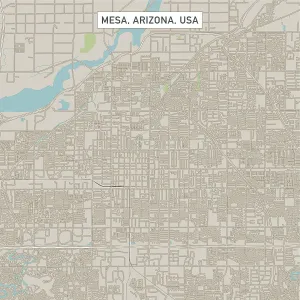 Geological Map Prints: Mesa Arizona City Street Map Print, 1:60,000 Scale