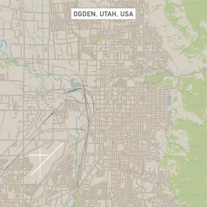 Geological Map Prints: Ogden, Utah City Street Map Vector Print (1:60,000 Scale)