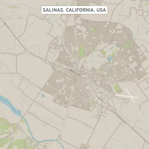 Geological Map Prints: Salinas, California City Street Map Print - 1:60,000 Scale