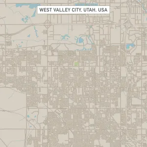 Geological Map Prints: West Valley City Utah US City Street Map Vector Print