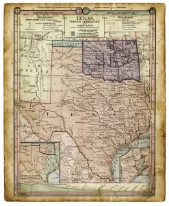 Map Treasures Collection Prints: Texas map 1889