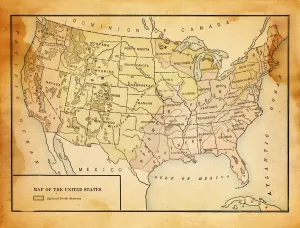 1898 USA Map Print from Physical Geography