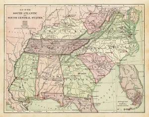 Georgia Prints: Fine Art Storehouse Print: USA Map Engravings