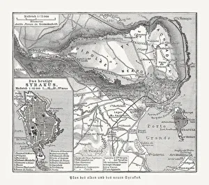 Maps of the ancient and new Syracuse, Italy, published 1897 Maps of the ancient and new Syracuse, Italy, published 1897