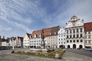 Marie Fountain, Town Hall, Main Square, Landsberg am Lech, Upper Bavaria, Bavaria Marie Fountain, Town Hall, Main Square, Landsberg am Lech, Upper Bavaria, Bavaria