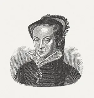 Mary I of England (1516-1558), wood engraving, published in 1881 Mary I of England (1516-1558), wood engraving, published in 1881