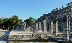 UNESCO World Heritage Site Yucatan Prints: Mayan Step Pyramid and Columns, Chichen Itza