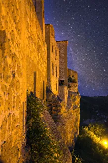 Medieval Wall of Pitigliano Italy at Night Medieval Wall of Pitigliano Italy at Night