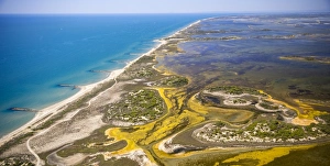 Mediterranean coast, brackish water area of ??the Etang de Melegal, Le Grau-du-Roi Mediterranean coast, brackish water area of ??the Etang de Melegal, Le Grau-du-Roi