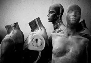 Medium group of abandoned mannequins in warehouse Medium group of abandoned mannequins in warehouse