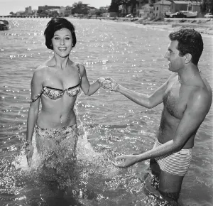 Vintage Swimwear Models Prints: Waldorf Hotel Beauty Salon, 1961