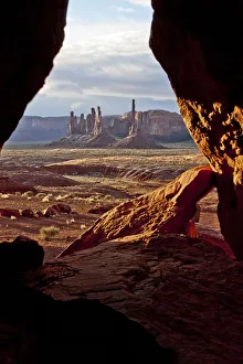 Monument Valley seen from cave, Utah, USA Monument Valley seen from cave, Utah, USA