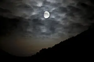 Cloudy Night Sky Prints: Moon