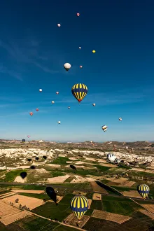 Morning balloons over Cappadocia landscape Morning balloons over Cappadocia landscape
