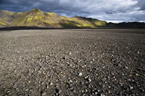 Moss-covered mountains and a lava desert, landscape near Lake Langisjor, Highland Moss-covered mountains and a lava desert, landscape near Lake Langisjor, Highland