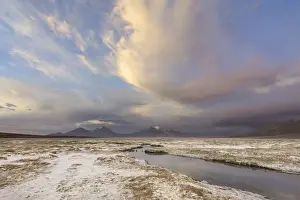 Salar De Surire Chile Prints: Mountains and clouds in the evening light
