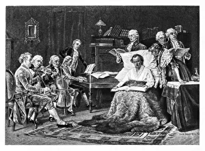 Mozart Singing His Requiem engraving 1894 Mozart Singing His Requiem engraving 1894