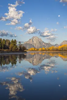Mt. Moran and clouds reflecting in Oxbow bend of Snake River in Grand Teton National Park Mt. Moran and clouds reflecting in Oxbow bend of Snake River in Grand Teton National Park