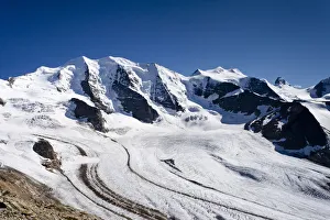Mt Piz Palu in the back, Mt Bllavista on the right, Pers Glacier at front, Grisons Mt Piz Palu in the back, Mt Bllavista on the right, Pers Glacier at front, Grisons