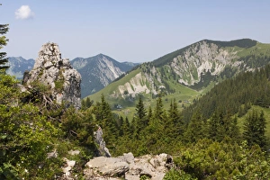 Mt Taubenstein near Spitzingsee Lake, Mt Brecherspitz, 1683m, and Mt Jaegerkampf, 1746m Mt Taubenstein near Spitzingsee Lake, Mt Brecherspitz, 1683m, and Mt Jaegerkampf, 1746m