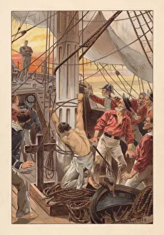 Mutiny on a British ship, c. 1830, lithograph, published c.1895 Mutiny on a British ship, c. 1830, lithograph, published c.1895