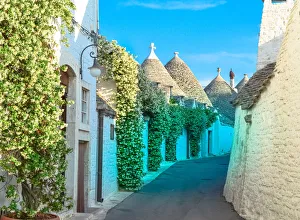 Narrow street with trulli houses in Alberobello Narrow street with trulli houses in Alberobello