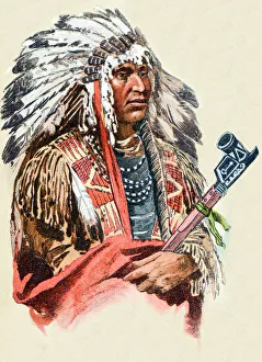 Native North American man, antique illustration, human ethnicities Native North American man, antique illustration, human ethnicities