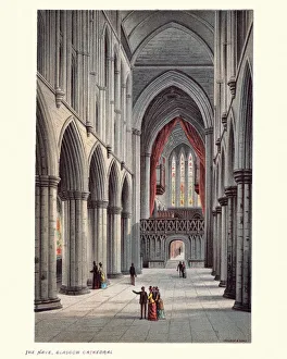 The Nave, Glasgow Cathedral, Scotland, 19th Century The Nave, Glasgow Cathedral, Scotland, 19th Century