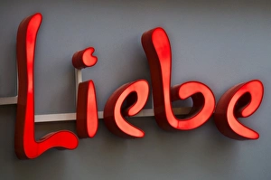 Neon sign with the word Liebe, German for Love Neon sign with the word Liebe, German for Love