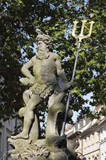 Neptune Fountain, Gruener Markt, Green Market square, Bamberg, Upper Franconia, Franconia Neptune Fountain, Gruener Markt, Green Market square, Bamberg, Upper Franconia, Franconia