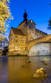 Night in Bamberg with the old city hall and river Night in Bamberg with the old city hall and river