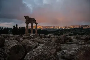 Castor And Pollux Temple Prints: Night Temple