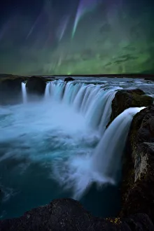 Northern Lights at Godafoss Waterfall in Iceland Northern Lights at Godafoss Waterfall in Iceland