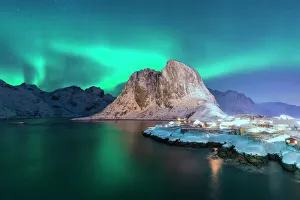 Northern Lights on Hamnoy village, Norway Northern Lights on Hamnoy village, Norway