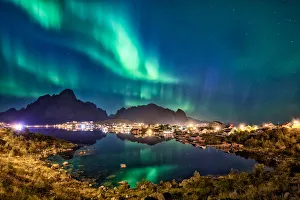 Northern Lights over Lofoten beautiful landscape Northern Lights over Lofoten beautiful landscape