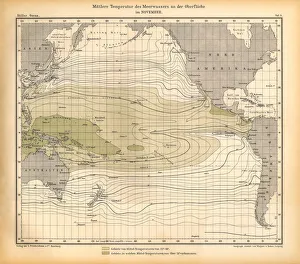 November Mean Temperature of Seawater at the Surface Chart, Pacific Ocean November Mean Temperature of Seawater at the Surface Chart, Pacific Ocean