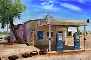 Old abandoned gas station in Arizona desert Old abandoned gas station in Arizona desert