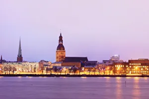 Travel imagery/unesco world heritage/old riga skyline dusk daugava river riga latvia Travel imagery/unesco world heritage/old riga skyline dusk daugava river riga latvia