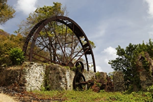 Old sugar mill, mill wheel, rusted, Trinidad and Tobago Old sugar mill, mill wheel, rusted, Trinidad and Tobago
