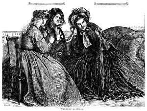Old Victorian lady listening to gossip with an ear-trumpet Old Victorian lady listening to gossip with an ear-trumpet