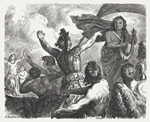 Orpheus drowned out the Sirens, Greek mythology, published in 1880 Orpheus drowned out the Sirens, Greek mythology, published in 1880