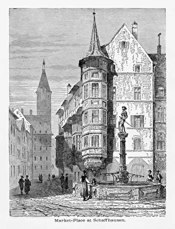 Outdoor Market Place in Schaffhausen, Germany Circa 1887 Outdoor Market Place in Schaffhausen, Germany Circa 1887