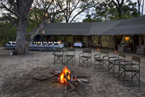 Outside dining under the stars, Machaba Camp, Okavango Delta, Botswana Outside dining under the stars, Machaba Camp, Okavango Delta, Botswana
