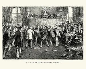 Panic at the San Francisco Stock Exchange, 19th Century Panic at the San Francisco Stock Exchange, 19th Century