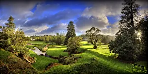 A panorama of the green and idyllic Kingston common, Norfolk Island A panorama of the green and idyllic Kingston common, Norfolk Island