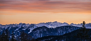 Panoramic view of the Alps at sunset, from Mt Bruennstein, Bavarian Alps, Brunnstein Panoramic view of the Alps at sunset, from Mt Bruennstein, Bavarian Alps, Brunnstein