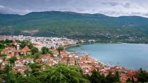 Panoramic view of Ohrid and Ohrid lake, Macedonia Panoramic view of Ohrid and Ohrid lake, Macedonia